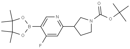 tert-butyl 3-(4-fluoro-5-(4,4,5,5-tetramethyl-1,3,2-dioxaborolan-2-yl)pyridin-2-yl)pyrrolidine-1-carboxylate Struktur