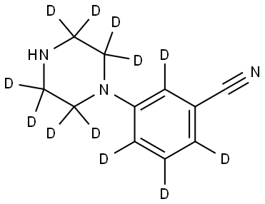 3-(piperazin-1-yl-2,2,3,3,5,5,6,6-d8)benzonitrile-d4 Struktur