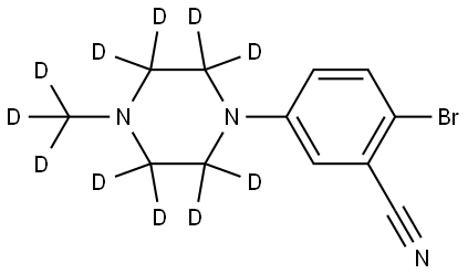 2-bromo-5-(4-(methyl-d3)piperazin-1-yl-2,2,3,3,5,5,6,6-d8)benzonitrile Struktur