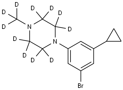 1-(3-bromo-5-cyclopropylphenyl)-4-(methyl-d3)piperazine-2,2,3,3,5,5,6,6-d8 Struktur