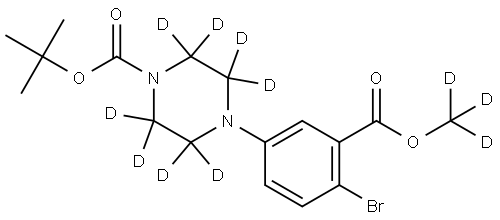 tert-butyl 4-(4-bromo-3-((methoxy-d3)carbonyl)phenyl)piperazine-1-carboxylate-2,2,3,3,5,5,6,6-d8 Struktur