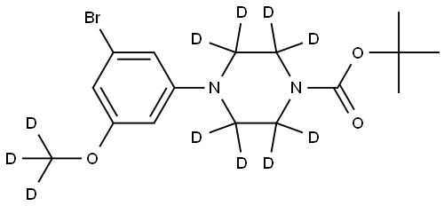 tert-butyl 4-(3-bromo-5-(methoxy-d3)phenyl)piperazine-1-carboxylate-2,2,3,3,5,5,6,6-d8 Struktur