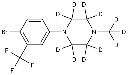 1-(4-bromo-3-(trifluoromethyl)phenyl)-4-(methyl-d3)piperazine-2,2,3,3,5,5,6,6-d8 Struktur