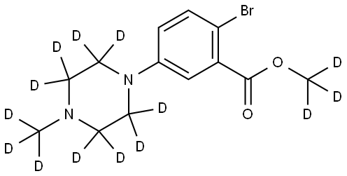 methyl-d3 2-bromo-5-(4-(methyl-d3)piperazin-1-yl-2,2,3,3,5,5,6,6-d8)benzoate Struktur