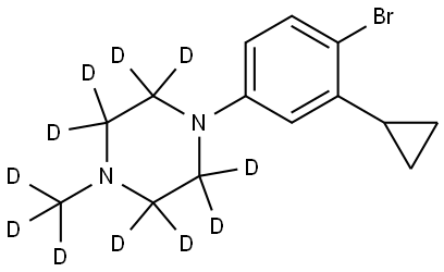 1-(4-bromo-3-cyclopropylphenyl)-4-(methyl-d3)piperazine-2,2,3,3,5,5,6,6-d8 Struktur