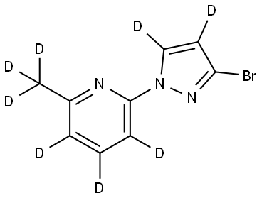 2-(3-bromo-1H-pyrazol-1-yl-4,5-d2)-6-(methyl-d3)pyridine-3,4,5-d3 Struktur