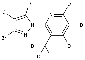 2-(3-bromo-1H-pyrazol-1-yl-4,5-d2)-3-(methyl-d3)pyridine-4,5,6-d3 Struktur