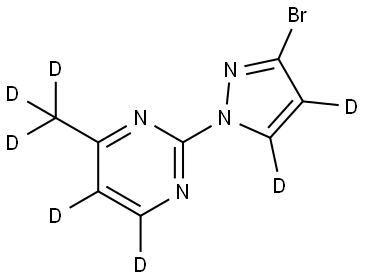 2-(3-bromo-1H-pyrazol-1-yl-4,5-d2)-4-(methyl-d3)pyrimidine-5,6-d2 Struktur