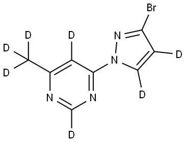 4-(3-bromo-1H-pyrazol-1-yl-4,5-d2)-6-(methyl-d3)pyrimidine-2,5-d2 Struktur