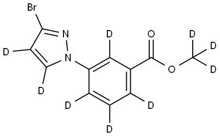 methyl-d3 3-(3-bromo-1H-pyrazol-1-yl-4,5-d2)benzoate-d4 Struktur