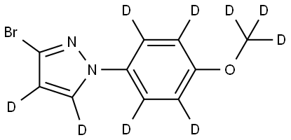 3-bromo-1-(4-(methoxy-d3)phenyl-2,3,5,6-d4)-1H-pyrazole-4,5-d2 Struktur