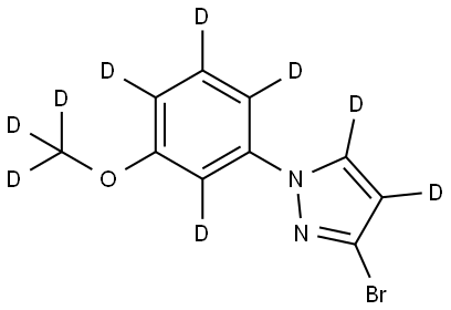 3-bromo-1-(3-(methoxy-d3)phenyl-2,4,5,6-d4)-1H-pyrazole-4,5-d2 Struktur