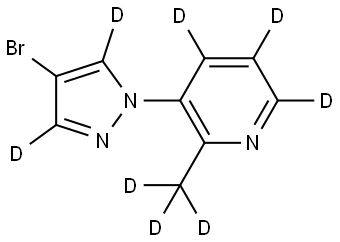 3-(4-bromo-1H-pyrazol-1-yl-3,5-d2)-2-(methyl-d3)pyridine-4,5,6-d3 Struktur