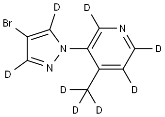 3-(4-bromo-1H-pyrazol-1-yl-3,5-d2)-4-(methyl-d3)pyridine-2,5,6-d3 Struktur