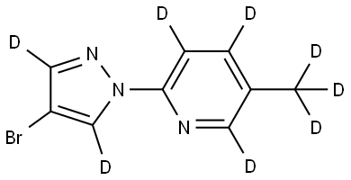 2-(4-bromo-1H-pyrazol-1-yl-3,5-d2)-5-(methyl-d3)pyridine-3,4,6-d3 Struktur