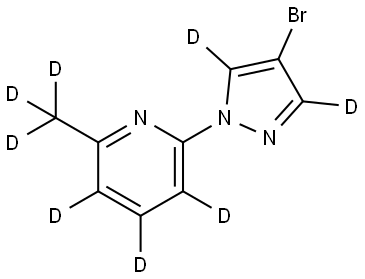 2-(4-bromo-1H-pyrazol-1-yl-3,5-d2)-6-(methyl-d3)pyridine-3,4,5-d3 Struktur