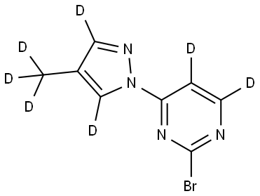 2-bromo-4-(4-(methyl-d3)-1H-pyrazol-1-yl-3,5-d2)pyrimidine-5,6-d2 Struktur