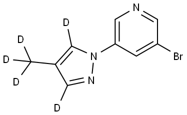 3-bromo-5-(4-(methyl-d3)-1H-pyrazol-1-yl-3,5-d2)pyridine Struktur