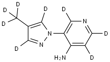 3-(4-(methyl-d3)-1H-pyrazol-1-yl-3,5-d2)pyridin-2,5,6-d3-4-amine Struktur