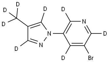 3-bromo-5-(4-(methyl-d3)-1H-pyrazol-1-yl-3,5-d2)pyridine-2,4,6-d3 Struktur