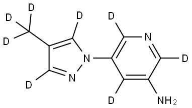 5-(4-(methyl-d3)-1H-pyrazol-1-yl-3,5-d2)pyridin-2,4,6-d3-3-amine Struktur