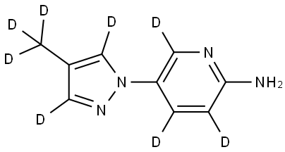 5-(4-(methyl-d3)-1H-pyrazol-1-yl-3,5-d2)pyridin-3,4,6-d3-2-amine Struktur