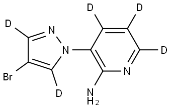 3-(4-bromo-1H-pyrazol-1-yl-3,5-d2)pyridin-4,5,6-d3-2-amine Struktur