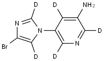 5-(4-bromo-1H-imidazol-1-yl-2,5-d2)pyridin-2,4,6-d3-3-amine Struktur