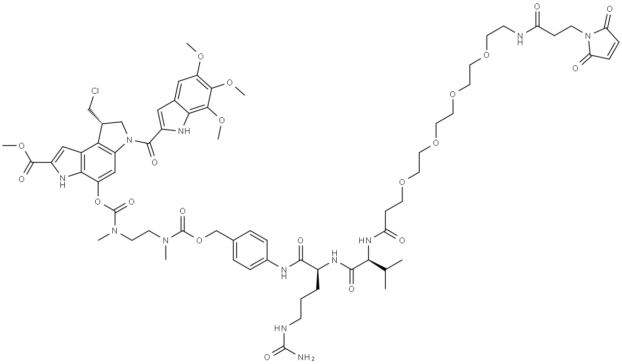 Mal-PEG4-VC-PAB-DMEA-Seco-Duocarmycin SA Struktur