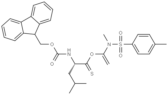 L-Leucine, N-[(9H-fluoren-9-ylmethoxy)carbonyl]-, 1-[methyl[(4-methylphenyl)sulfonyl]amino]ethenyl ester, (2S)- Struktur