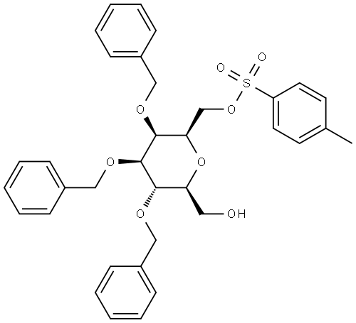 L-glycero-L-galacto-Heptitol, 2,6-anhydro-3,4,5-tris-O-(phenylmethyl)-, 1-(4-methylbenzenesulfonate) Struktur