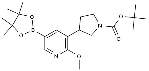 tert-butyl 3-(2-methoxy-5-(4,4,5,5-tetramethyl-1,3,2-dioxaborolan-2-yl)pyridin-3-yl)pyrrolidine-1-carboxylate Struktur