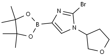 2-bromo-1-(tetrahydrofuran-3-yl)-4-(4,4,5,5-tetramethyl-1,3,2-dioxaborolan-2-yl)-1H-imidazole Struktur