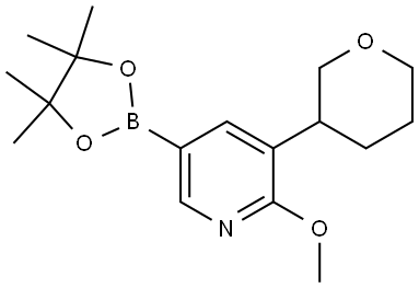 2-methoxy-3-(tetrahydro-2H-pyran-3-yl)-5-(4,4,5,5-tetramethyl-1,3,2-dioxaborolan-2-yl)pyridine Struktur