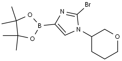 2-bromo-1-(tetrahydro-2H-pyran-3-yl)-4-(4,4,5,5-tetramethyl-1,3,2-dioxaborolan-2-yl)-1H-imidazole Struktur