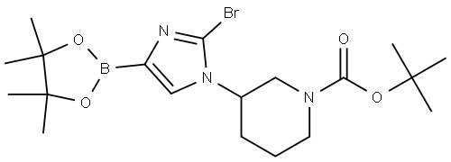 tert-butyl 3-(2-bromo-4-(4,4,5,5-tetramethyl-1,3,2-dioxaborolan-2-yl)-1H-imidazol-1-yl)piperidine-1-carboxylate Struktur