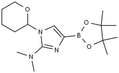 N,N-dimethyl-1-(tetrahydro-2H-pyran-2-yl)-4-(4,4,5,5-tetramethyl-1,3,2-dioxaborolan-2-yl)-1H-imidazol-2-amine Struktur