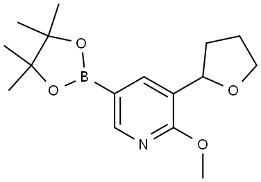 2-methoxy-3-(tetrahydrofuran-2-yl)-5-(4,4,5,5-tetramethyl-1,3,2-dioxaborolan-2-yl)pyridine Struktur