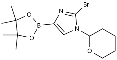 2-bromo-1-(tetrahydro-2H-pyran-2-yl)-4-(4,4,5,5-tetramethyl-1,3,2-dioxaborolan-2-yl)-1H-imidazole Struktur