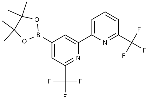 4-(4,4,5,5-tetramethyl-1,3,2-dioxaborolan-2-yl)-6,6'-bis(trifluoromethyl)-2,2'-bipyridine Struktur