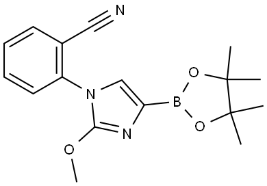 2-(2-methoxy-4-(4,4,5,5-tetramethyl-1,3,2-dioxaborolan-2-yl)-1H-imidazol-1-yl)benzonitrile Struktur