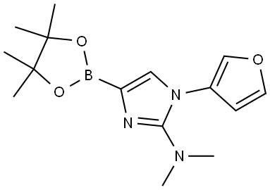 1-(furan-3-yl)-N,N-dimethyl-4-(4,4,5,5-tetramethyl-1,3,2-dioxaborolan-2-yl)-1H-imidazol-2-amine Struktur