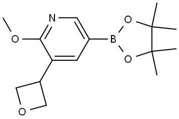 2-methoxy-3-(oxetan-3-yl)-5-(4,4,5,5-tetramethyl-1,3,2-dioxaborolan-2-yl)pyridine Struktur