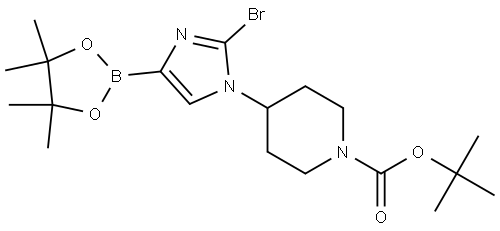 tert-butyl 4-(2-bromo-4-(4,4,5,5-tetramethyl-1,3,2-dioxaborolan-2-yl)-1H-imidazol-1-yl)piperidine-1-carboxylate Struktur