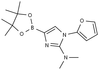 1-(furan-2-yl)-N,N-dimethyl-4-(4,4,5,5-tetramethyl-1,3,2-dioxaborolan-2-yl)-1H-imidazol-2-amine Struktur