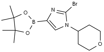 2-bromo-1-(tetrahydro-2H-pyran-4-yl)-4-(4,4,5,5-tetramethyl-1,3,2-dioxaborolan-2-yl)-1H-imidazole Struktur