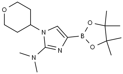 N,N-dimethyl-1-(tetrahydro-2H-pyran-4-yl)-4-(4,4,5,5-tetramethyl-1,3,2-dioxaborolan-2-yl)-1H-imidazol-2-amine Struktur