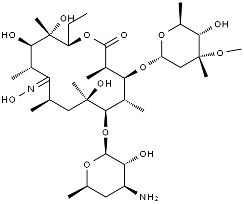 Erythromycin, N,N-didemethyl-, 9-oxime, (9E)- (9CI) Struktur