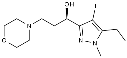 (1R)-1-(5-ethyl-4-iodo-1-methyl-1H-pyrazol-3-yl)-3-(morpholin-4-yl)propan-1-ol Struktur