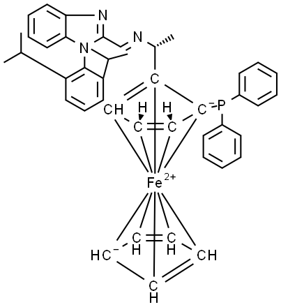 (2R)-1-[(1R)-1-[(E)-[[1-[2,6-Bis(1-methylethyl)phenyl]-1H-benzimidazol-2-yl]methylene]amino]ethyl]-2-(diphenylphosphino)ferrocene Struktur